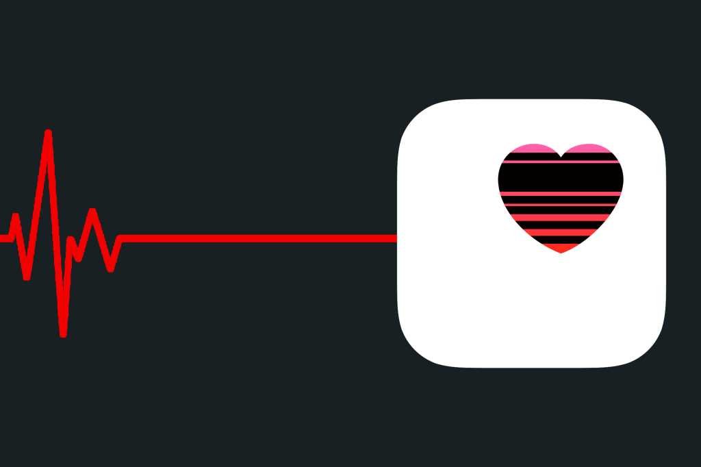 apple health icon with a flatline behind it