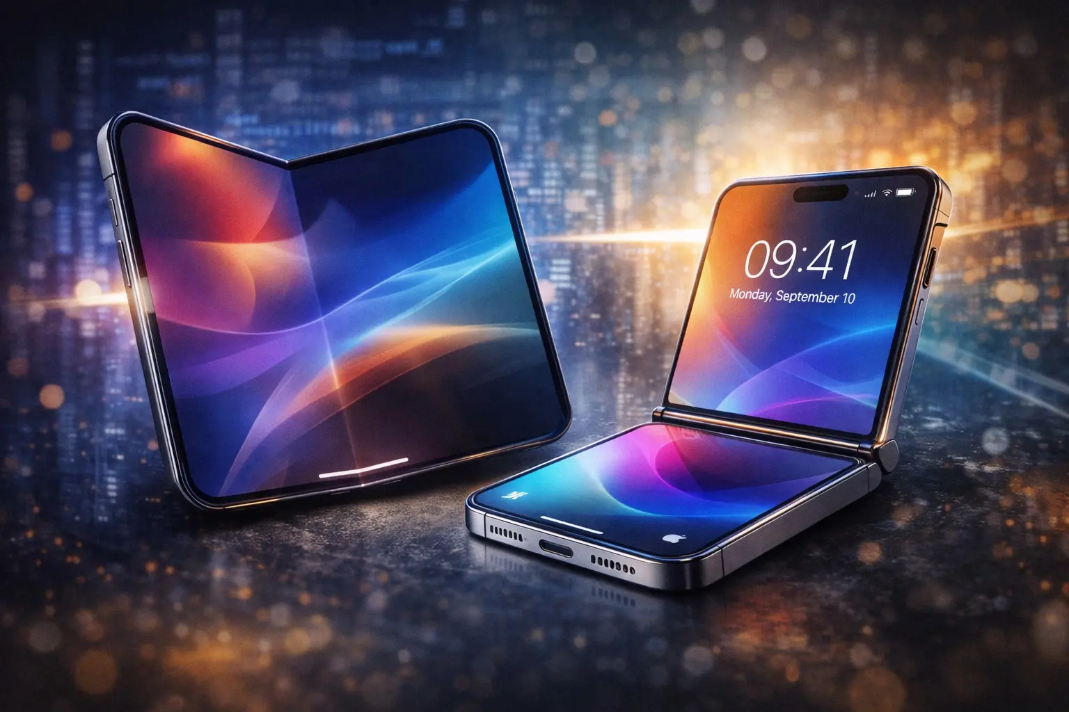 AI-generated mockups of folding iPhone and flip iPhone