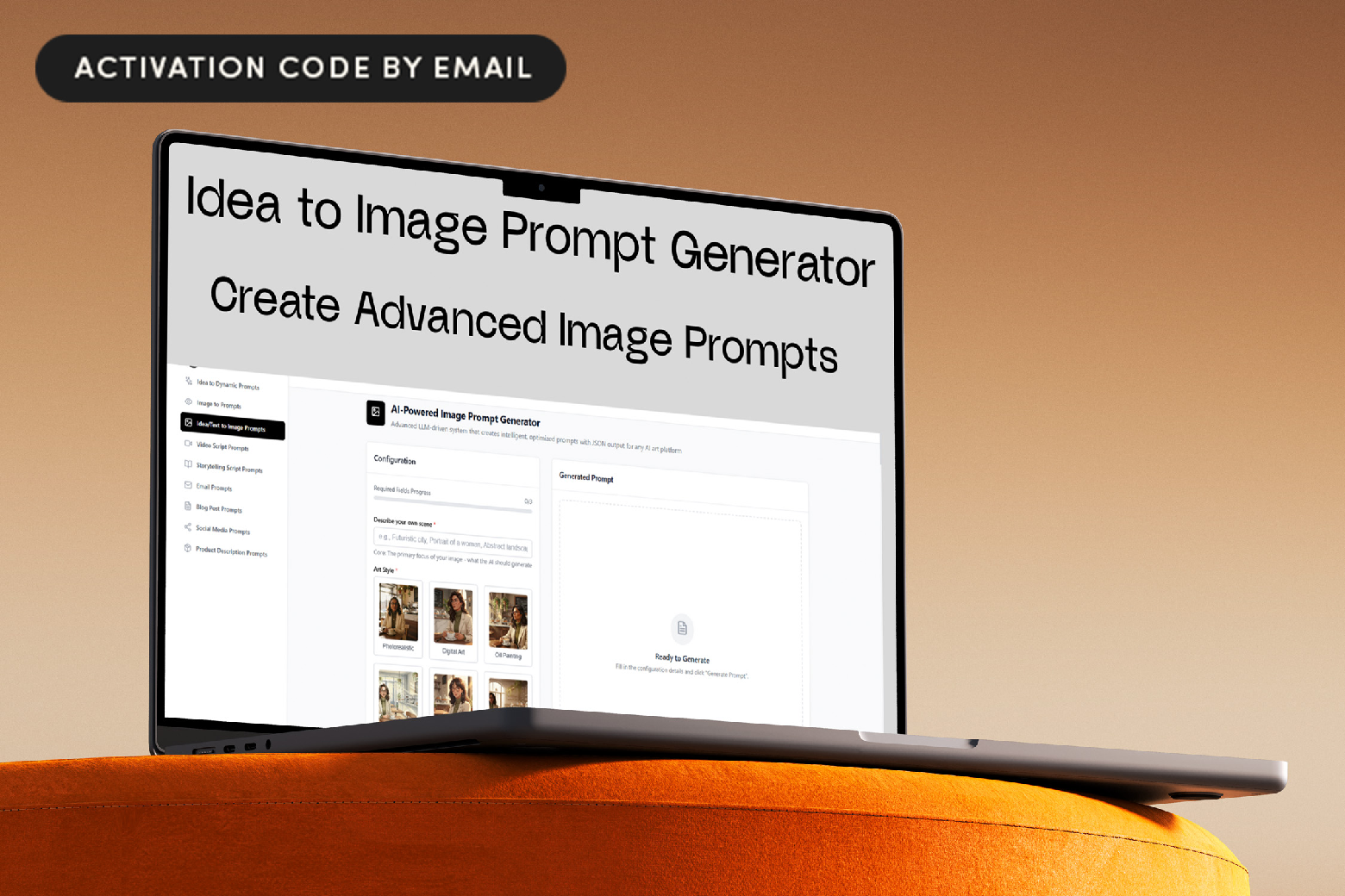 Photo of AI prompts generator Prompting Systems opened on a laptop