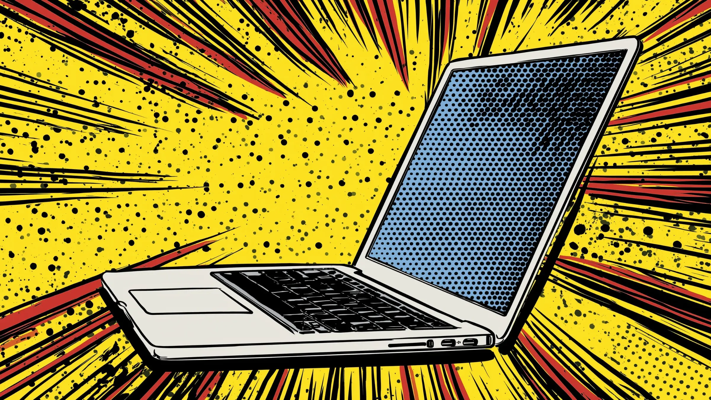 AI-generated pop art image of MacBook with BrowserCopilot AI Chrome browser extension