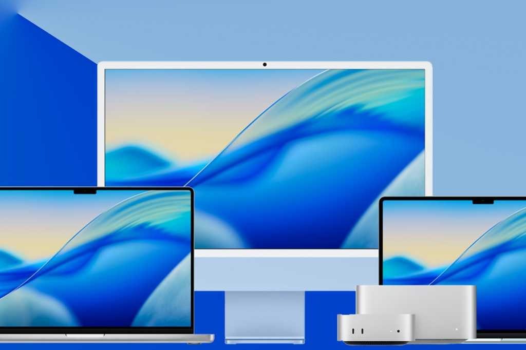 Mac mini, imac, macbook pro, mac mini, studio display running macOS Tahoe