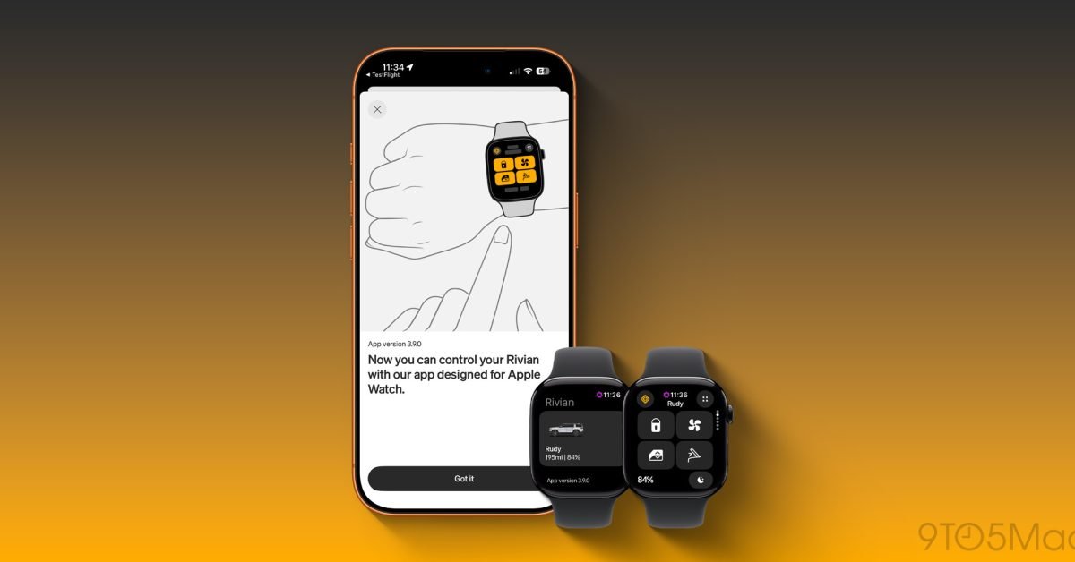 Rivian launches Apple Watch app with vehicle control and digital key - 9to5Mac