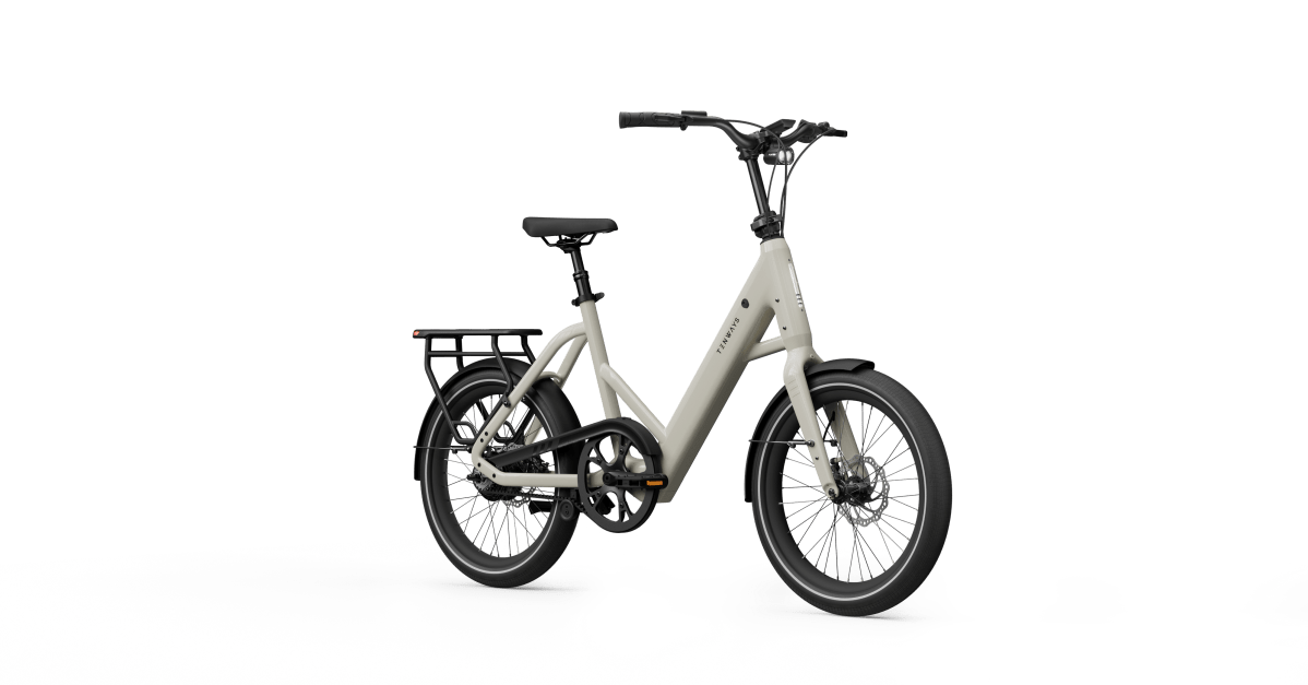 The Tenways compact e-bike twists and folds to lay flat