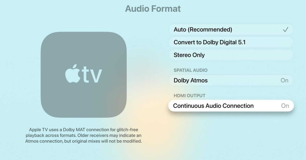 tvOS 26.4 adds new 'Continuous Audio Connection' to Apple TV - 9to5Mac